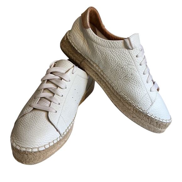 Dalson Espadrilles White Leather Lace Up Jute Platform Sneakers Sz 6/EU37 - Picture 7 of 12